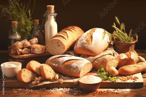 Rustic handmade bread on the table