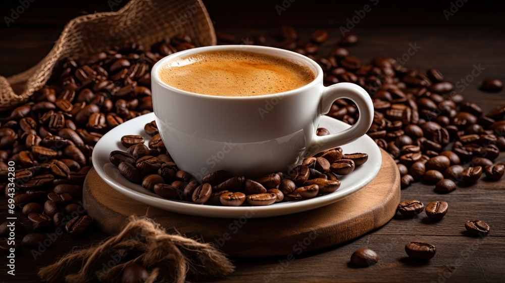 Coffee Cup & Beans. Generative AI