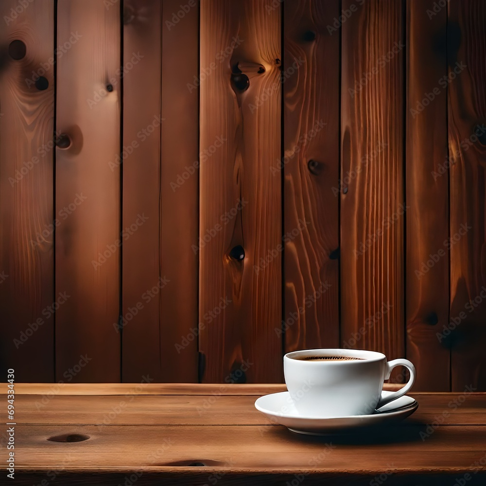 cup of coffee on wooden table cup of coffee on wooden table