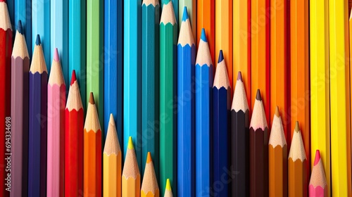 Rainbow Pencil Frame. Generative AI photo