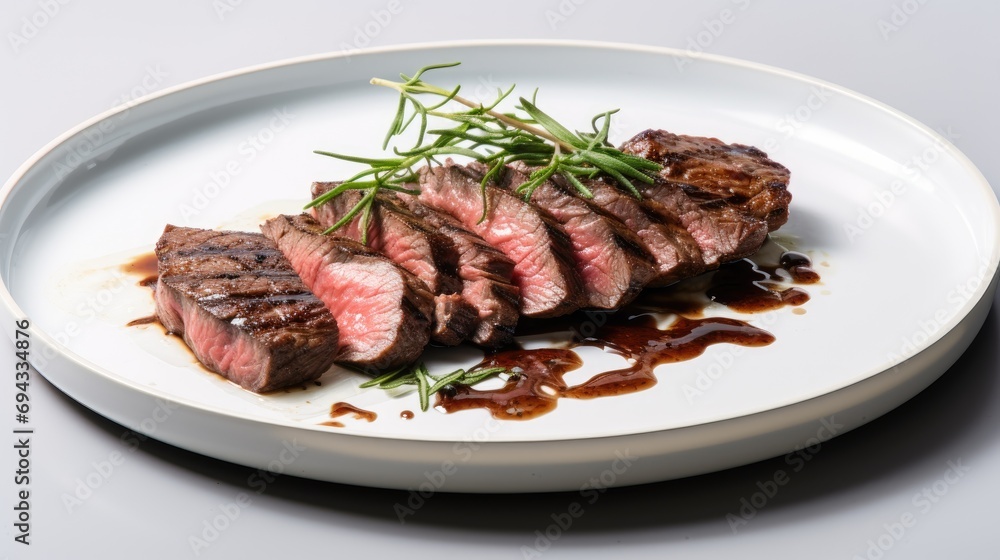Steak on Transparent Plate. Generative AI Steak on Transparent Plate. Generative AI