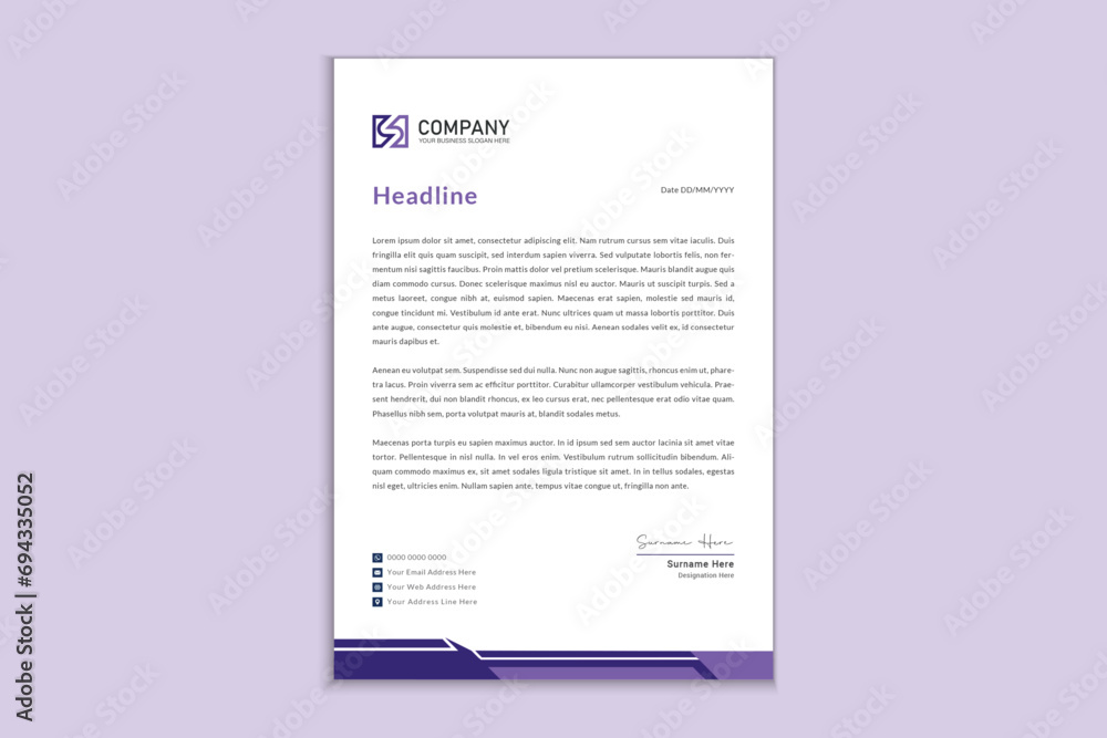 Creative & clean business style print ready letterhead design