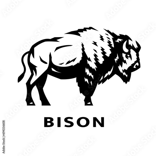 Bison logo. Black and White style.