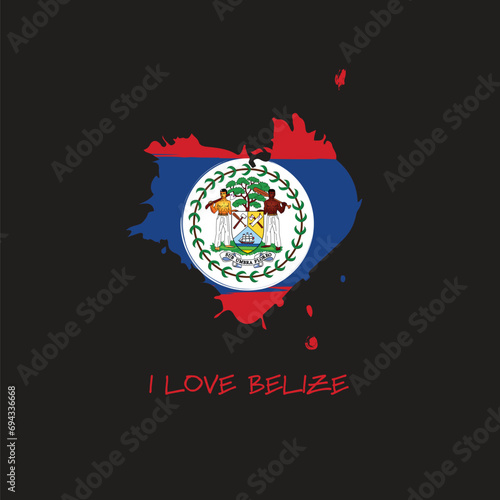 Belize grunge flag heart design. Vector illustration.