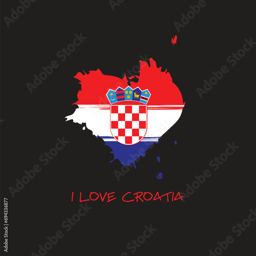 Croatia grunge flag heart design. Vector illustration.