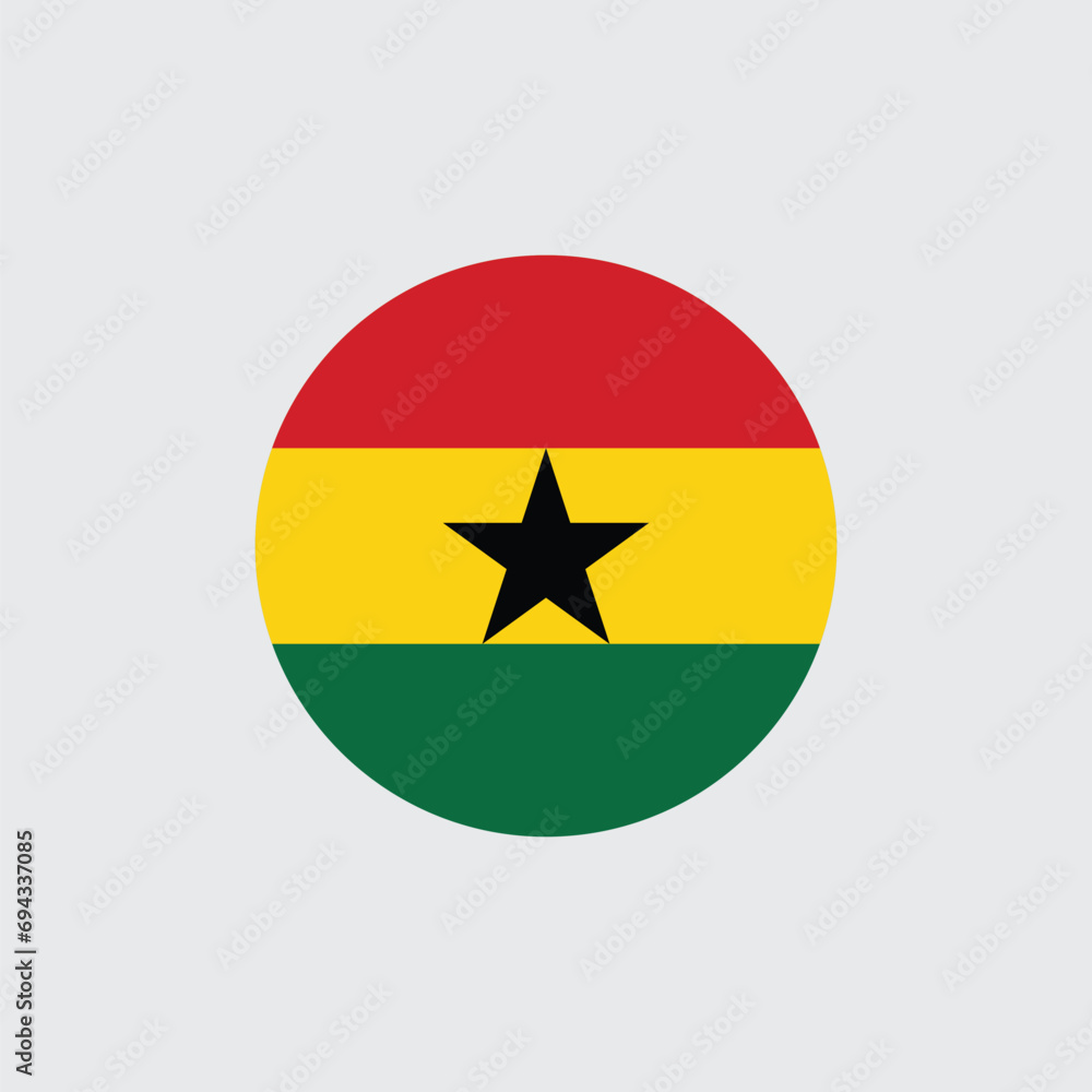 Ghana flag round icon, badge or button. National symbol of Ghana. Vector illustration. Ghana flag round icon, badge or button. National symbol of Ghana. Vector illustration.