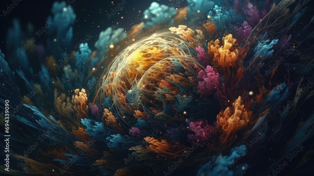 3D abstract background with smoke and colorful splashes 3D abstract background with smoke and colorful splashes