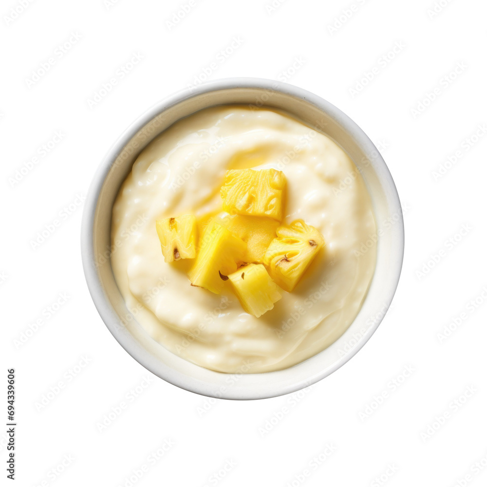 Delicious Bowl of Pineapple Yogurt Isolated on a Transparent Background Delicious Bowl of Pineapple Yogurt Isolated on a Transparent Background