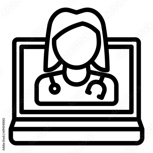 telemedicine black outline icon, related to medical service web and app development