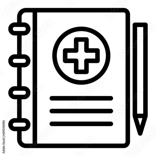medical report black outline icon, related to medical service web and app development