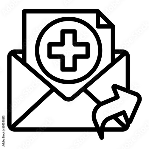 medical referral black outline icon, related to medical service web and app development