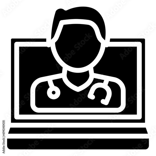 telemedicine glyph icon, related for medical service web and app development