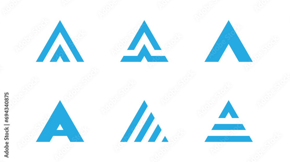 A letter logo, minimal, creative, isometric logo, triangular a