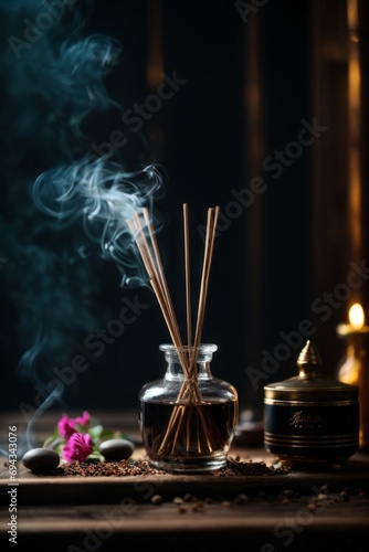 Incense stick. Aromatherapy, Relaxation, spa, yoga, meditation concepts.
