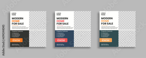 Real estate social media post square web banner template