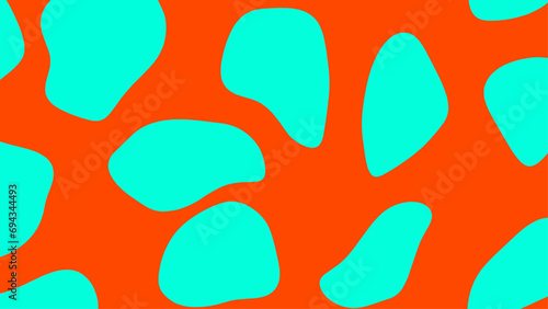 オレンジとターコイズカラーのヒョウ柄背景