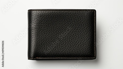 Classic black leather wallet on a white background
