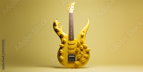 golden christmas decoration, banana guitar