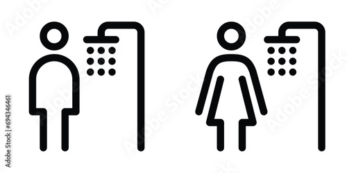 Set of shower room line icons. Editable stroke. Vector graphics	