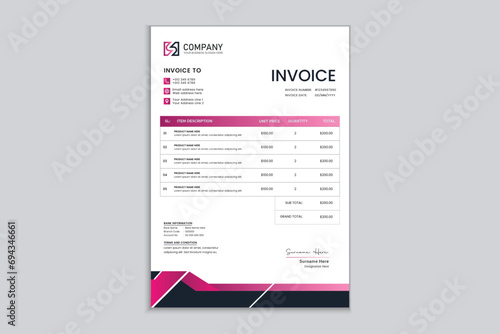 Clean and professional corporate company business  invoice design