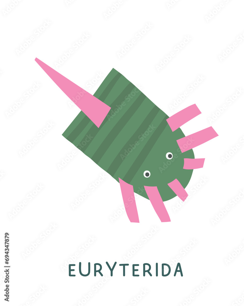 Jurassic period dinosaur flashcard. Learning English words for kids. Cute hand drawn doodle educational card with underwater creature. Preschool learning material. Funny extinct animal card for print Jurassic period dinosaur flashcard. Learning English words for kids. Cute hand drawn doodle educational card with underwater creature. Preschool learning material. Funny extinct animal card for print