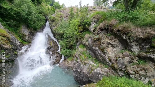 Hiking to the Partschinser Waterfall near Meran South Tyrol Italy photo