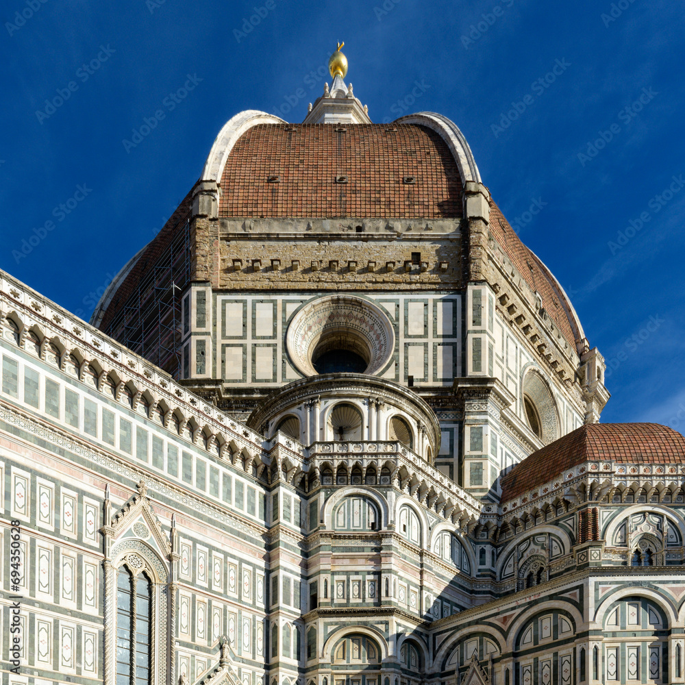 Dome of Duomo di Firenze - The Cathedral of Santa Maria del Fiore. Florence, Italy