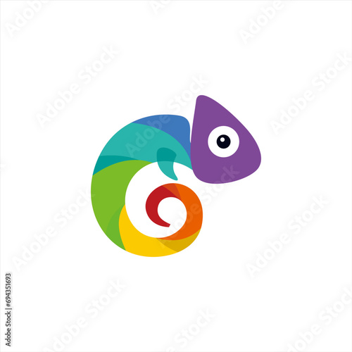 colorful chameleon logo design vector