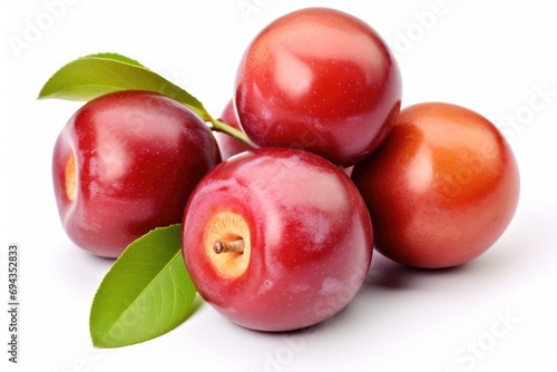 Red camu camu fruit isolated on white background. Camu camu is a fruit of South American. photo