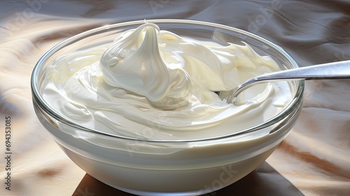 Photographie Fresh whipped cream in a bowl.