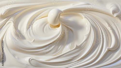 Fresh whipped cream in a bowl.