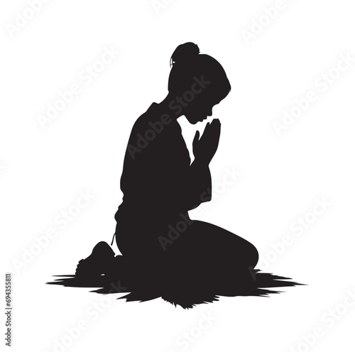 Praying silhouette vector illustration.