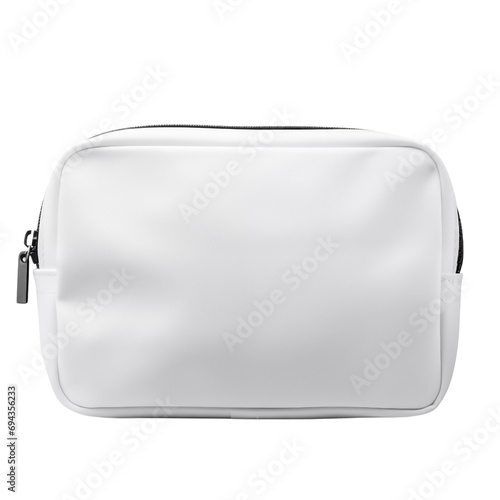 White Accessories Makeup Bag Mockup isolated on white transparent background, PNG, zipper