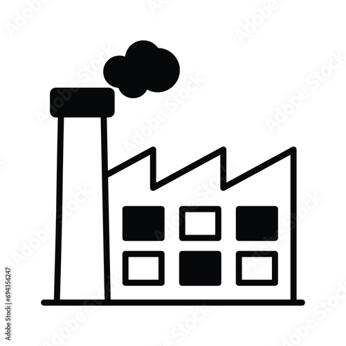 Manufacturing Plant, building with chimney showing concept icon of power plant or industry vector