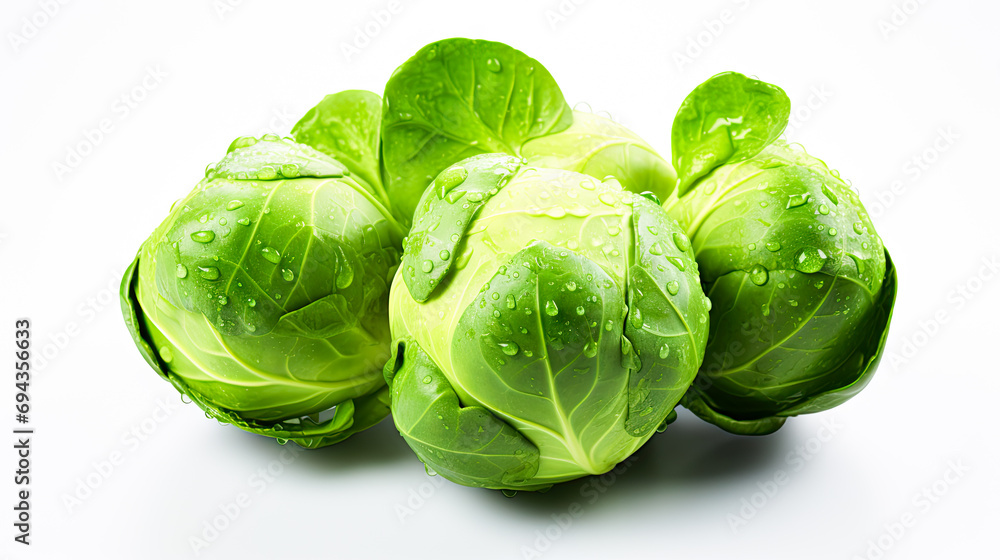 Obraz premium fresh Brussels vegetable on a white background