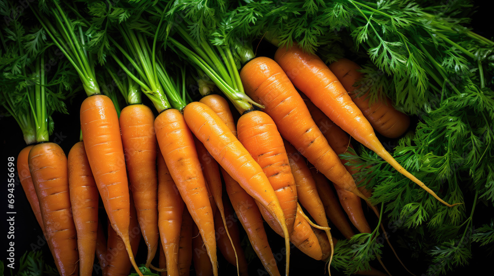 Fresh Carrot harvest background generated by AI - obrazy, fototapety, plakaty 