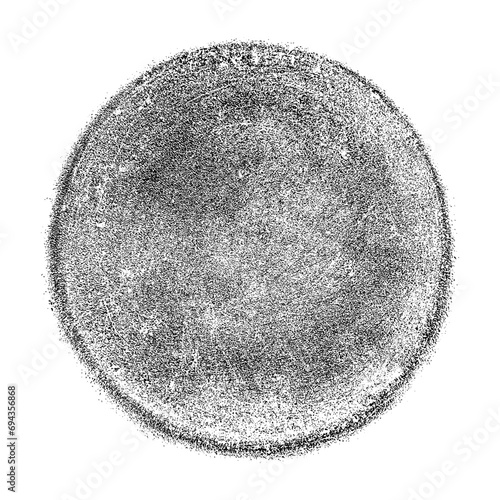 Circle isolated stamp. Ball Overlay texture. Black round sphere on white background. Round grainy textured design element. Vector illustration.