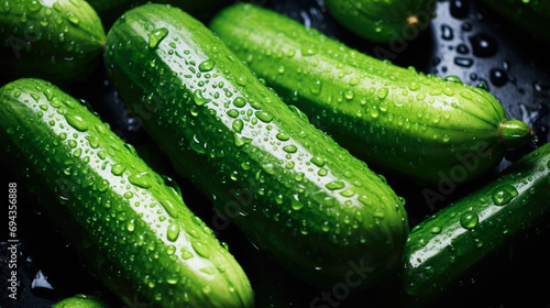 Fresh cucumber harvest background generated by AI