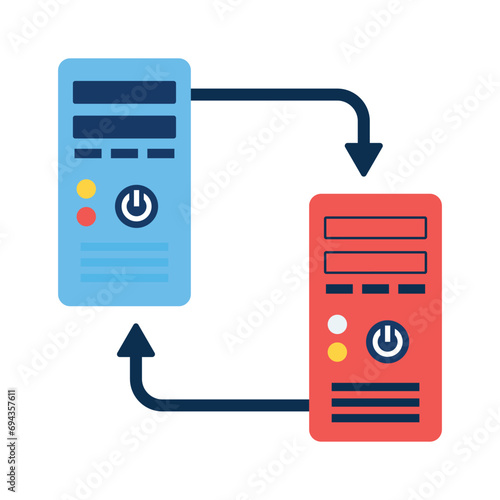Check this carefully crafted flat icon of computer data transfer, technology related vector photo