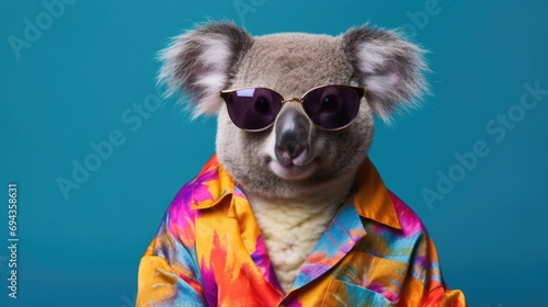 Fluffy koala in sunglasses and colorful shirt  © Fly Frames