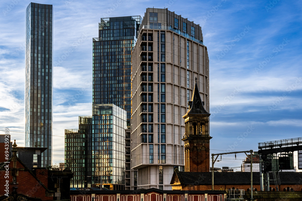 Deansgate in Downtown Manchester, England 