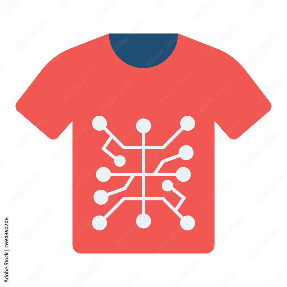 Network nodes on shirt showing concept icon of virtual clothes, smart clothes vector design Network nodes on shirt showing concept icon of virtual clothes, smart clothes vector design