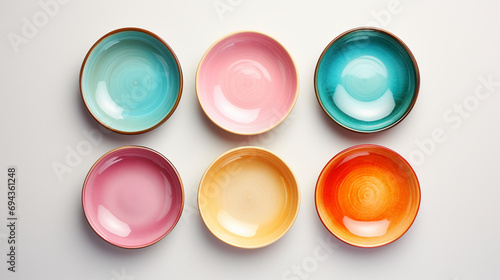 Colorful ceramic plate set on a plain white background