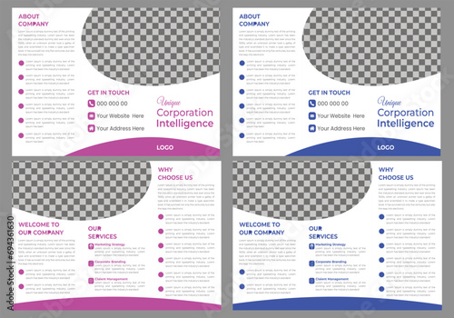 Corporate business 4 page  bi fold brochure template design.