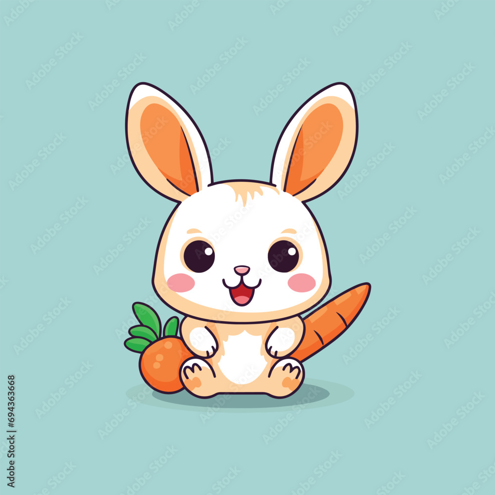 Fototapeta premium cute rabbit with carrot illustration
