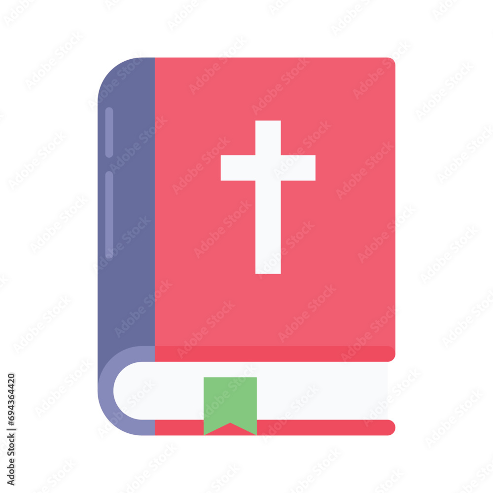 Plus sign on a book depicting concept flat icon of holy book, religious book vector design Plus sign on a book depicting concept flat icon of holy book, religious book vector design
