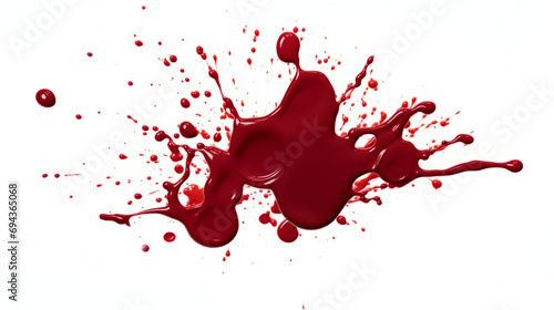 Blood splashes. Smudges and splashes of red liquid on a white background. Red ink splatters and drips.