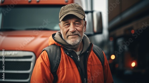 Handsome senior man working in towing service on the road