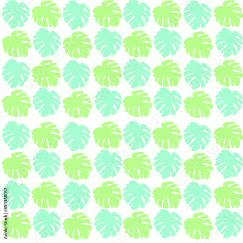seamless floral pattern, abstract monstera leaf pattern on white background