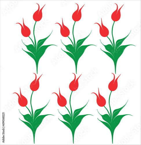 Marbling Tulip Pattern. Marbling Art  Turkish art of water marbling. Tulip vector pattern